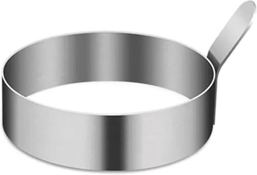 Eiervorm Ringen set Ontbijt maken Roestvrij staal 7.5 x 1 cm Zilverkleurig