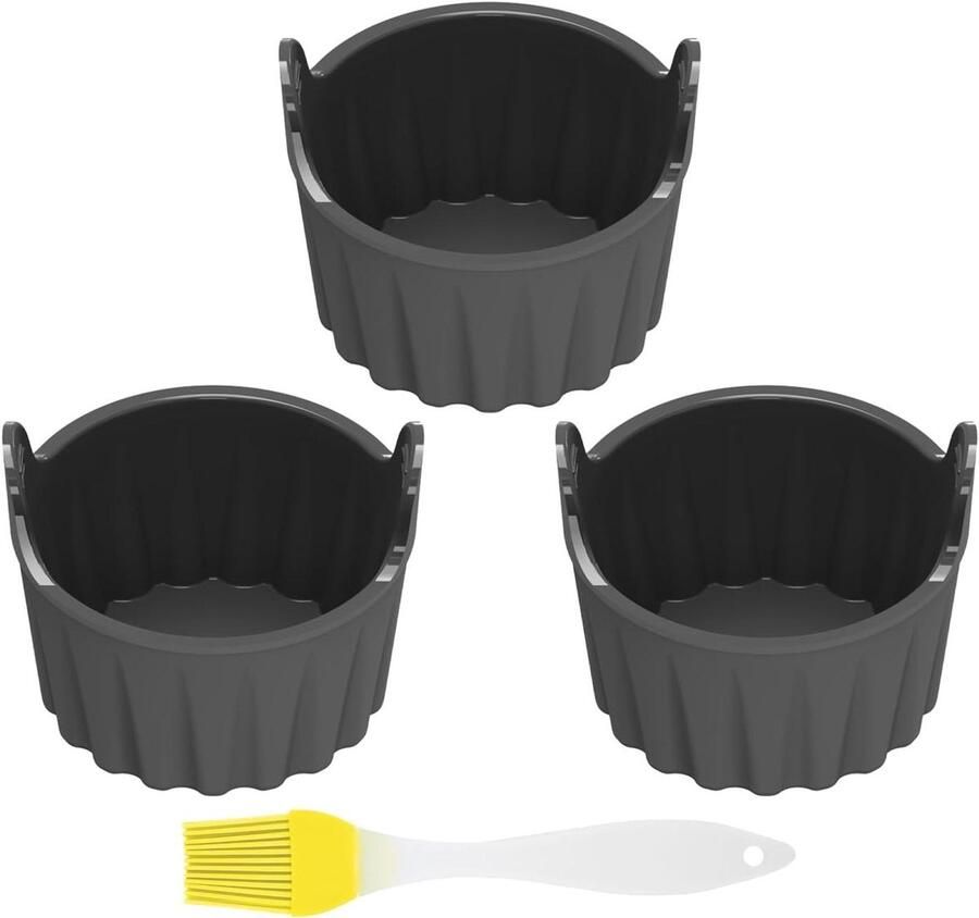 Eiervormen Heteluchtfriteuse Bakvormen Cupcakes Eieren Koken Voedselveilig Siliconen 3 Stuks Zwart