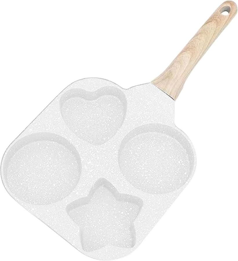 Eiervormen Koekenpan Omelet Pan Ontbijt Maken Vier Vormen Tegelijk 20 x 26 cm Wit