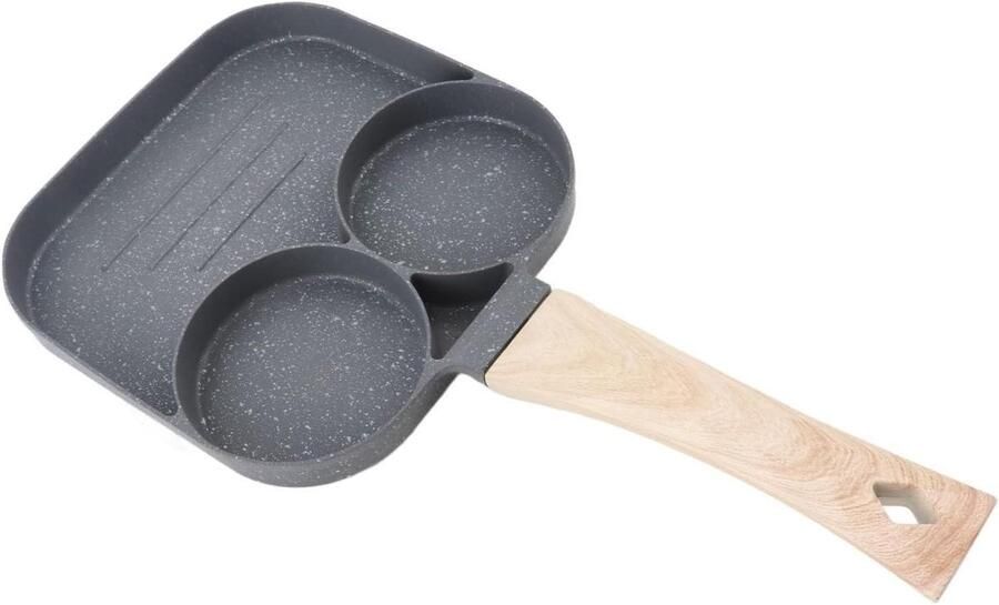Eiervormige pan Ontbijtpan koekenpan Ontbijt maken Antiaanbaklaag 3 vakken Zwart