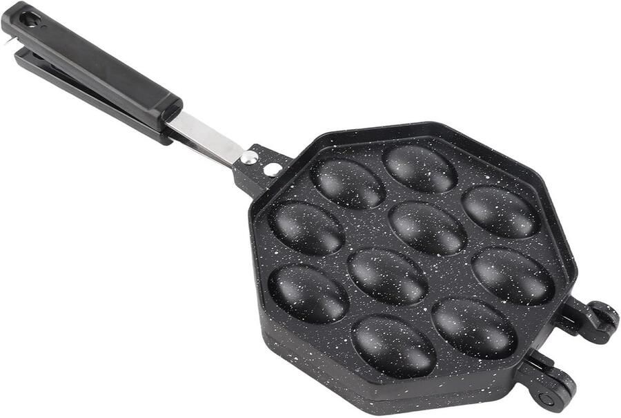 Eierwafelpan Wafelijzer Thuis Bakken Antiaanbaklaag 15 x 37.5 cm Zwart