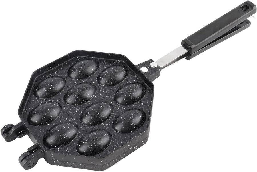 Eierwafelpan Wafelijzer Thuisgebruik Keuken Anti-aanbaklaag 15x37.5 cm Zwart
