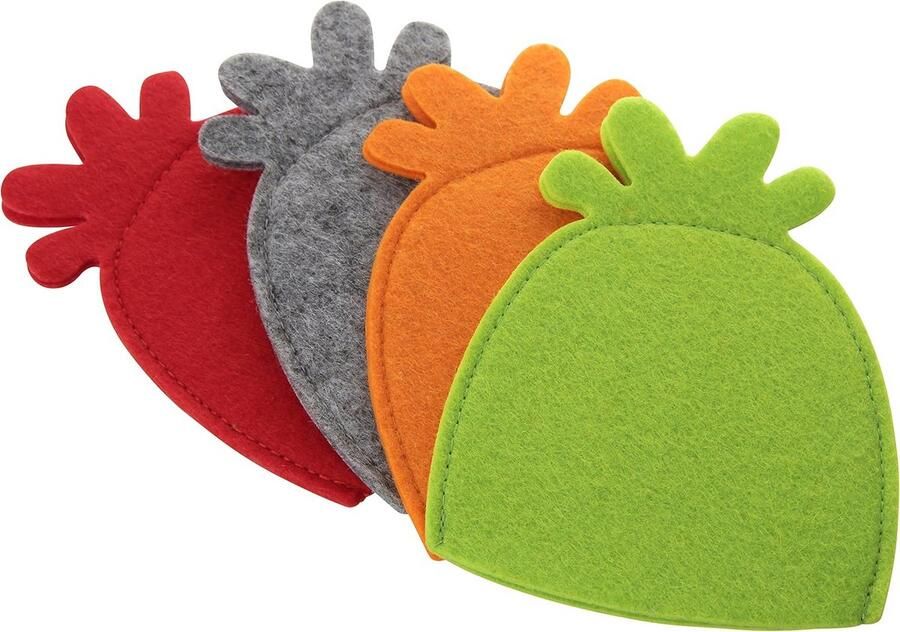 Eierwarmer Eierhoes Ontbijt warm houden Faux Vilt Materiaal Set van 4 Multicolor
