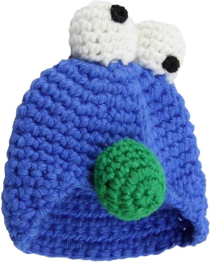 Eierwarmer Monster Eierkokers Accessoire Ontbijt Serveren Handgehaakt Design 5 cm Hoog Blauw Groen Wit Zwart
