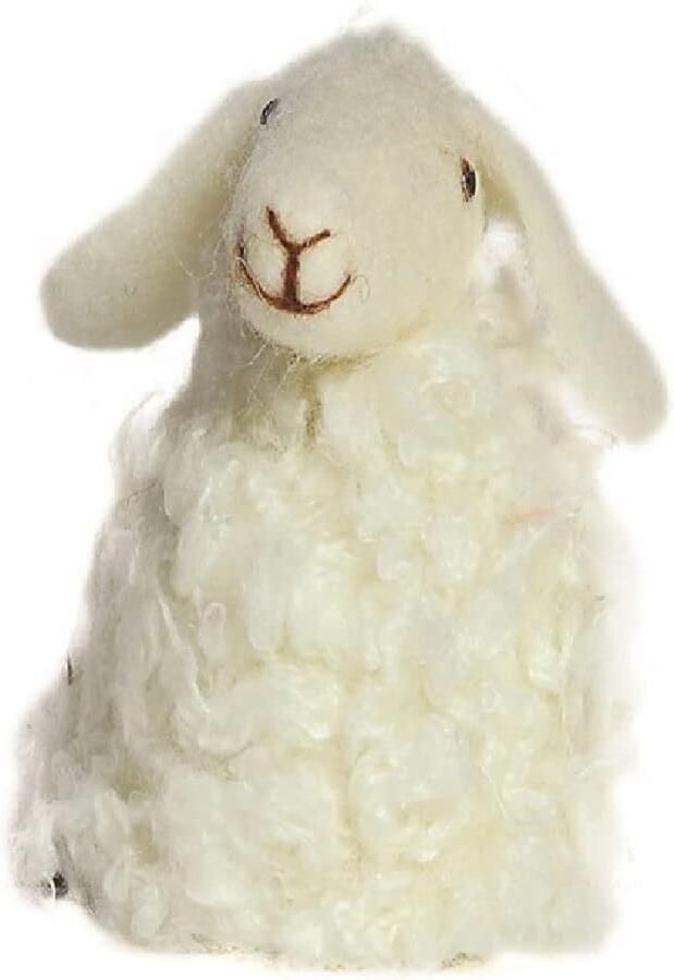 Eierwarmer schaap Vilt decoratie Paasontbijt tafel Handgemaakt uiterlijk 10 cm hoog Wit
