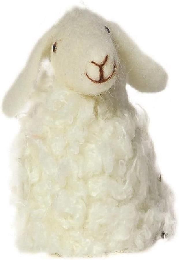 Eierwarmer schaap Vilt decoratie Paasontbijt tafel Handgemaakt uiterlijk 10 cm hoog Wit