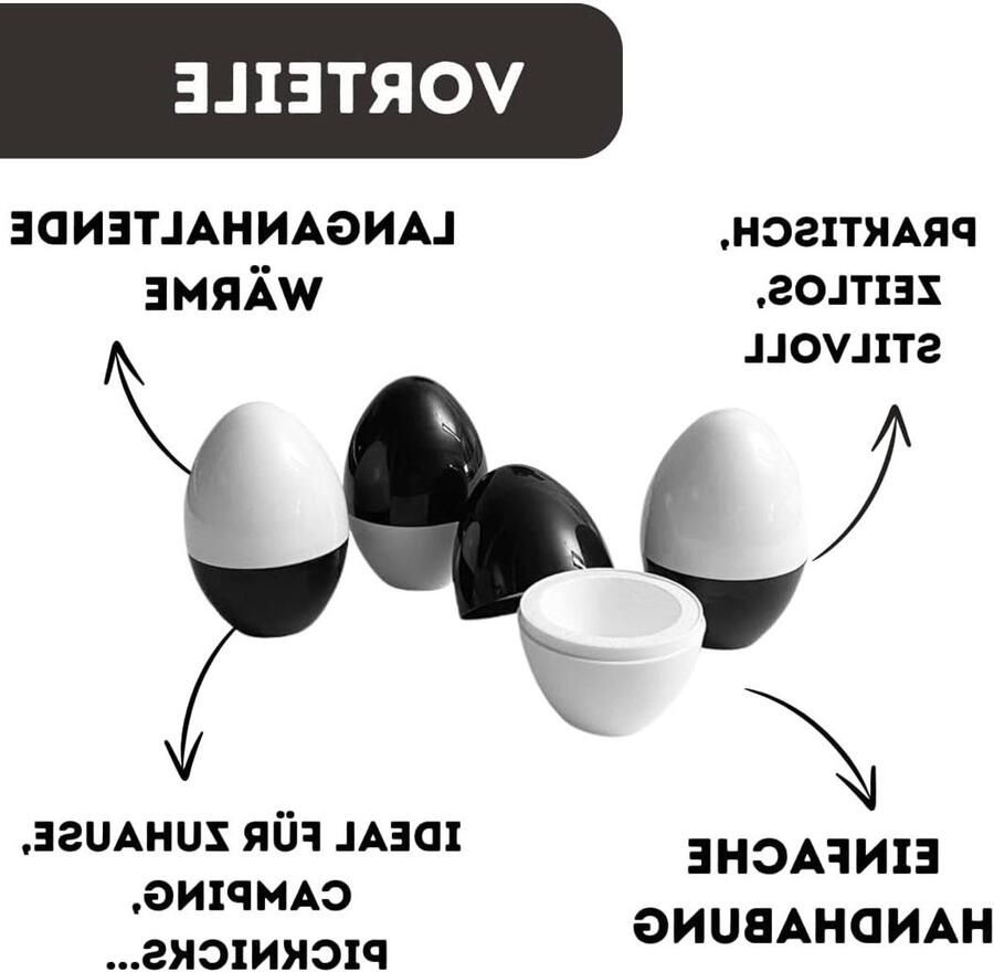 Eierwarmer Set Thermo Ei Warme Ontbijteieren Langdurige Warmte Isolatie Set van 4 Black & White