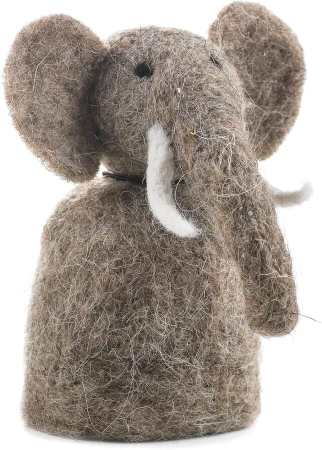 Eierwarmer Vilt Decoratie Ei Ontbijttafel Vrolijk Schattig Olifantje Design 30 x 30 x 11 cm Grijs