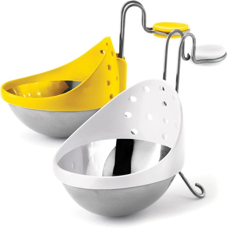 Eipocheer Set Perfect Gekookte Eieren Koken aan Rand Vaatwasserbestendig 16.5 x 10 x 5 cm