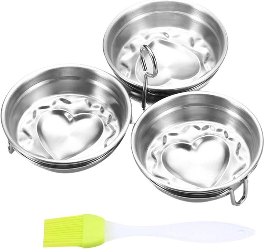 Eivormige Eierhouders Eipocheerder Eistomer Ontbijt Maken Roestvrij Staal 304 3 stuks Zilverkleurig