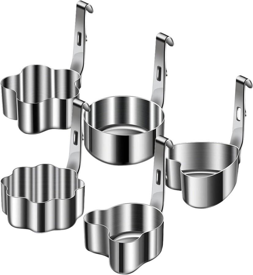 Eivormige Kookringen Omelet Ringen Ontbijt Maken Stijlvolle Patronen 10 cm Zilverkleurig