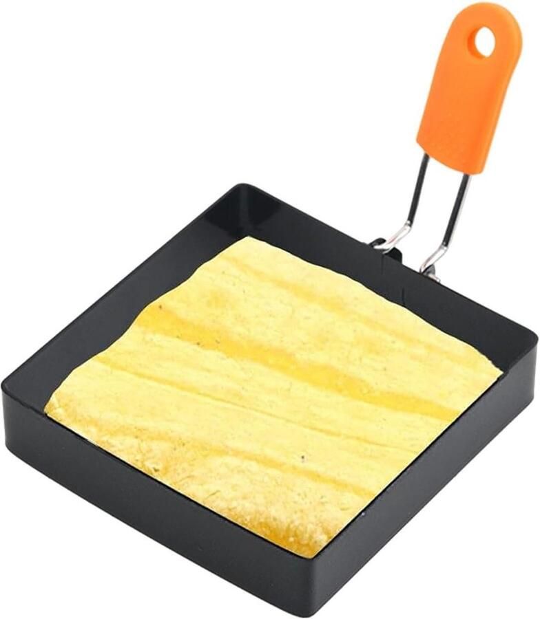 Eivormige Ring Pannenkoek Vorm Ontbijt Maken Vouwbare Handgreep 10x10cm Zwart