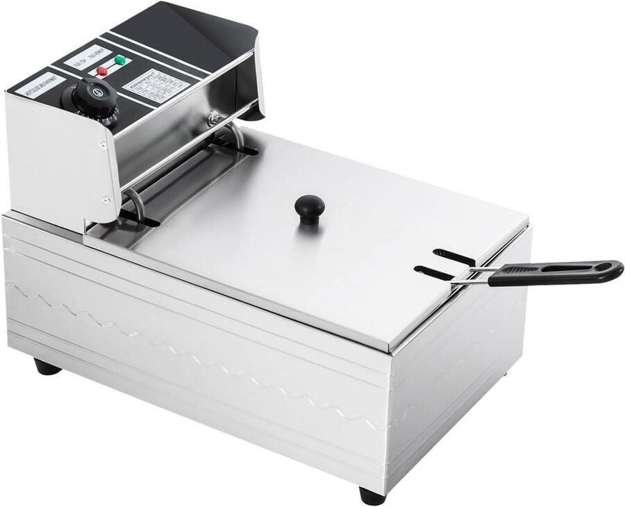 Electric Fryer 2500 W 6 Litres Deep Fryer 60-200 °C Stainless Steel Deep Fryer with Deep Fryer Basket and Lid Deep Fryer with Automatic Thermostat for Making Fries Roast Chicken