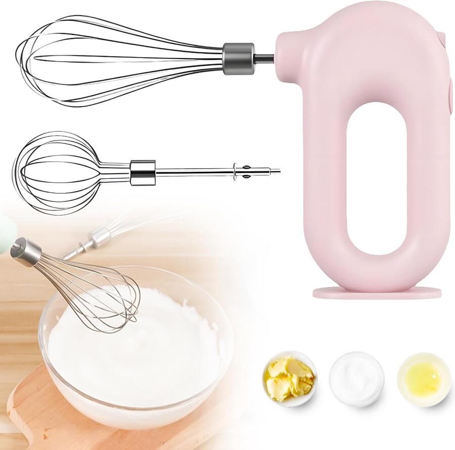 Electric handmixer Pink 4 standen draadloos voor cake en ei Homevero