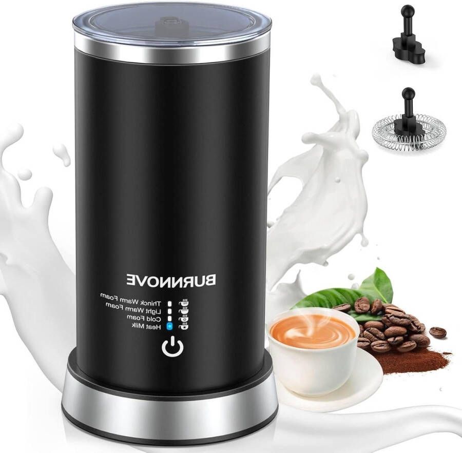Elektrische melkopschuimer 600 W roestvrij staal 240 ml koud en warm melkschuim antiaanbaklaag snel en stil