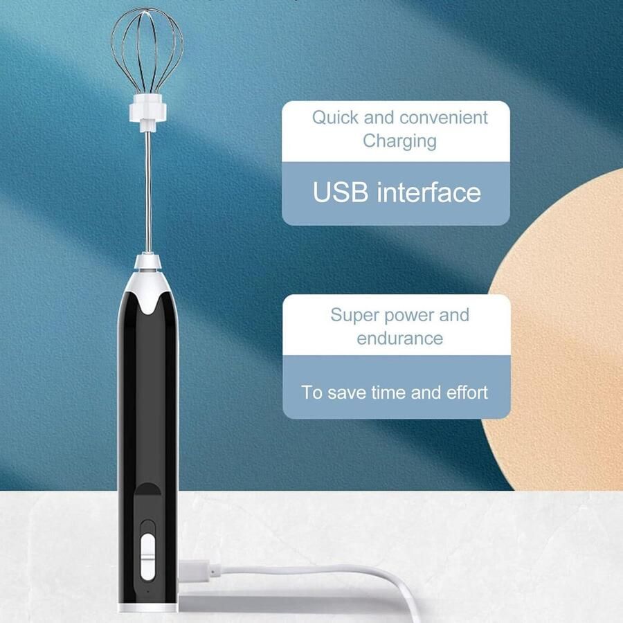 Electric Milk Frother Rechargeable Handheld 3 Speed Coffee Frother Electric Whisk Easy To Disassemble Coffee Stirrers Kitchen Gadgets Home