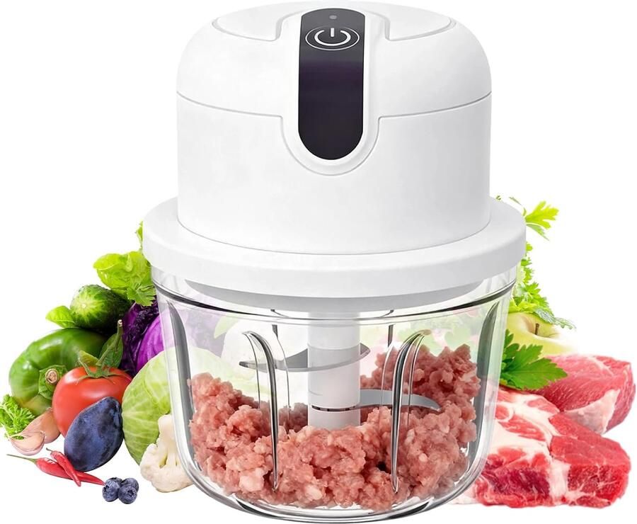Electric Mini Chopper 350 ml Draadloos Oplaadbaar via USB Ideaal voor snel hakken Homevero
