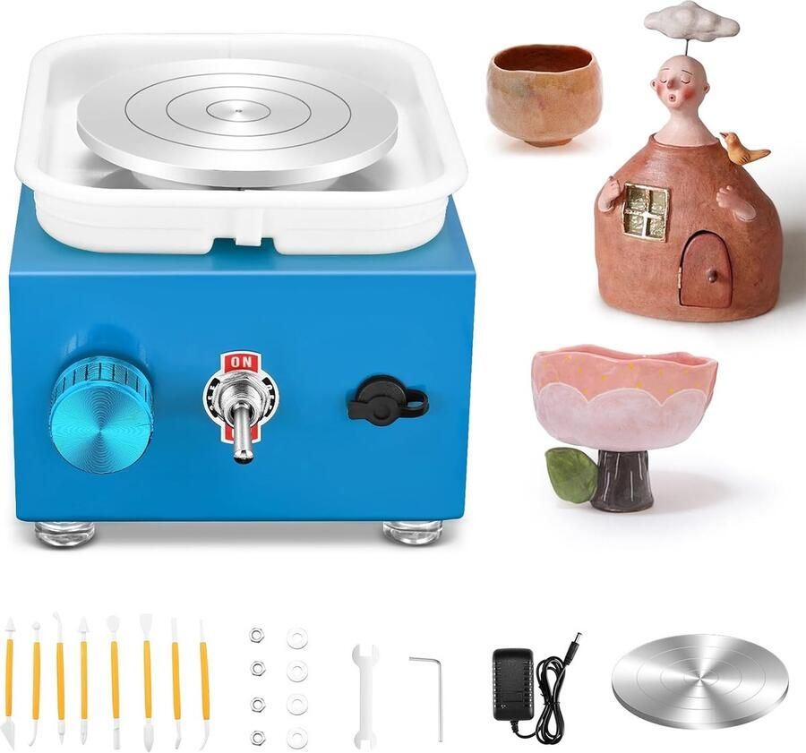 Electric Pottery Disk 30 W Mini Electric Pottery Wheel with 10 6.5 cm 2000 RPM Adjustable Speed for Children and ShopVlot
