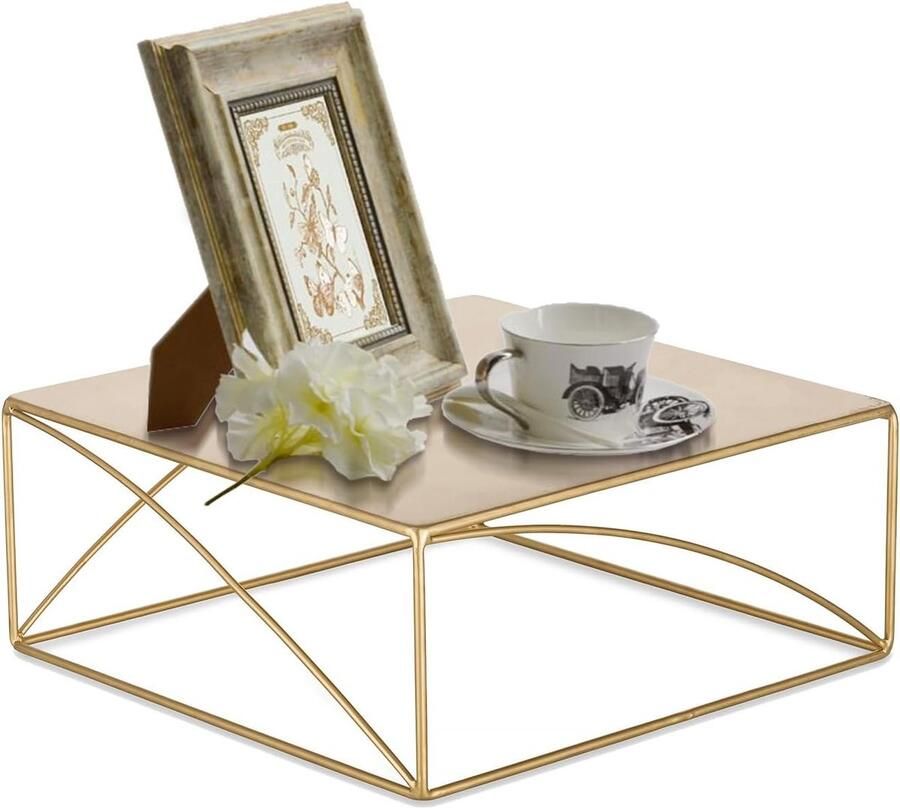 Elegante Gouden Taartstandaard voor Cupcakes 31 cm Vierkante Vintage Metal Pedestal voor Bruiloften Verjaardagen en Babyshowers