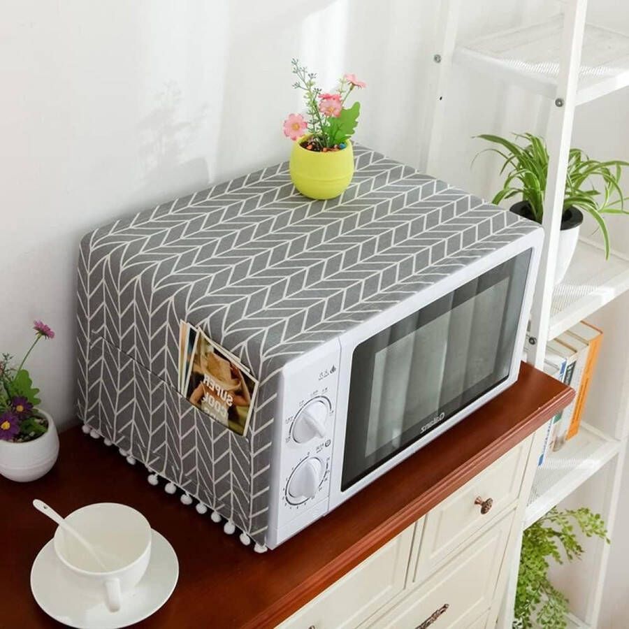 Elegante Stofdichte Magnetron Cover Broodrooster Magnetron Oven Protector Keuken Anti-Olie Handdoek-Grijze Pijl