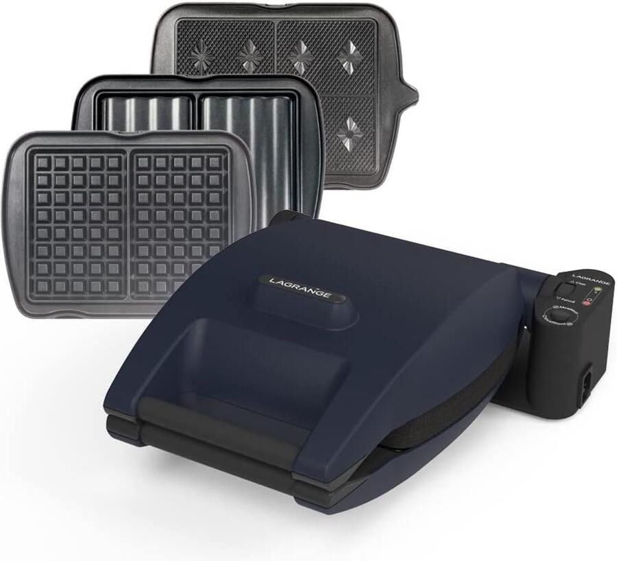 Wafelijzer Apparaat Lekkere Wafels Maken Verstelbare Gaarheid 3 Platen Sets Blauw