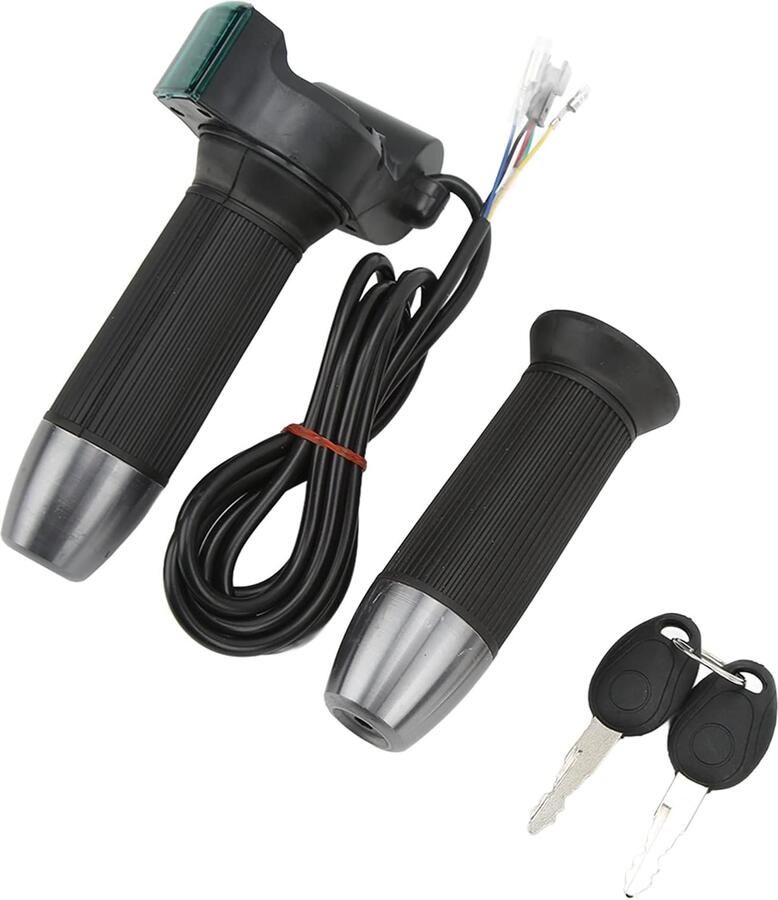Elektrisch fietsstuur Throttle Twist Grip Plastic Twist Throttle Accelerator Handgreep met display Groen scherm Rocket Lock Digitale spanningsweergave 12V tot 99V Universee