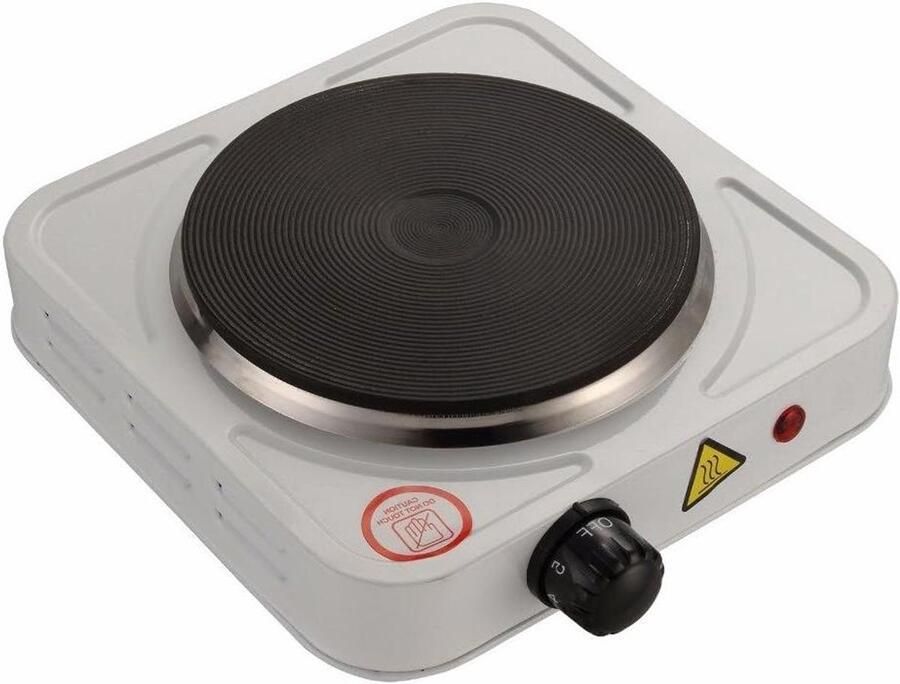 Elektrisch fornuis Draagbare kookplaat Koken onderweg Gietijzeren plaat 108 mm diameter Wit