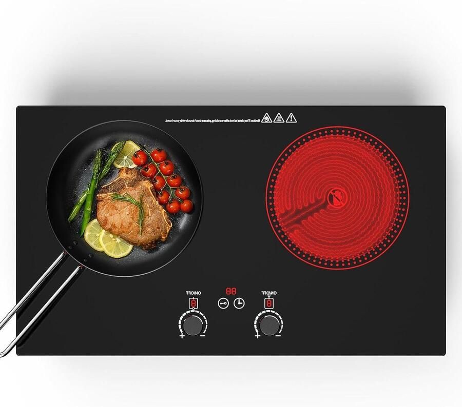 Elektrisch fornuis Inductiekookplaat Koken aan huis Kinderbeveiliging 60 x 35 cm Zwart