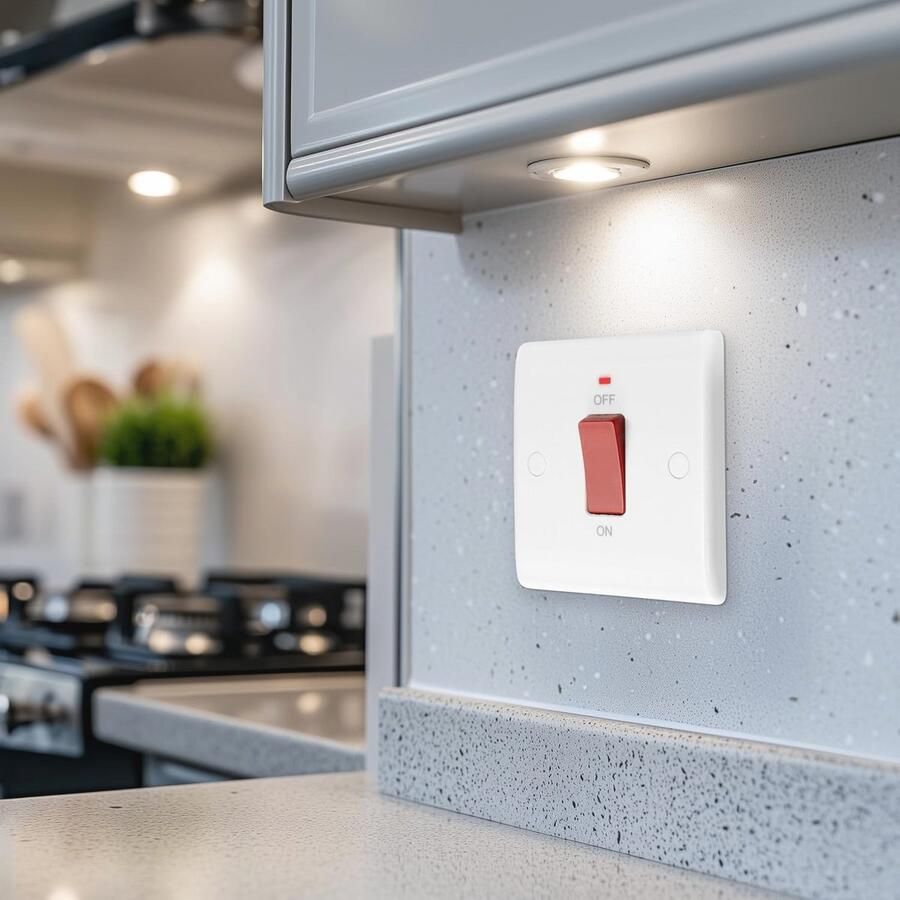 Elektrisch Fornuis Schakelaar met LED-stroomindicator Enkele Plaat Dubbelpolig Wit 45A