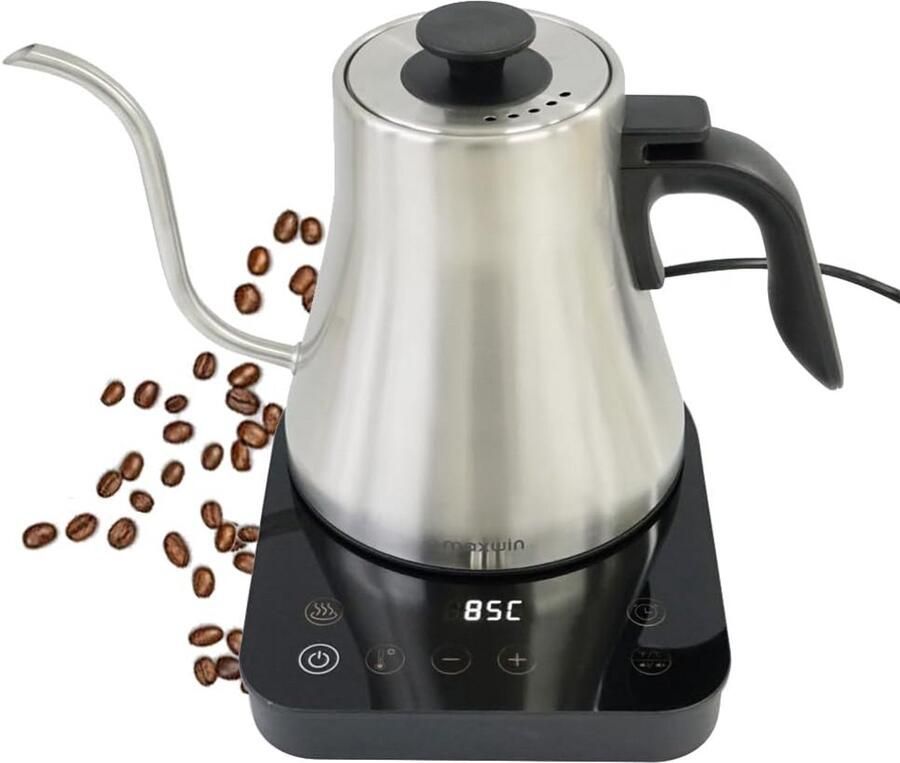 Elektrisch Gooseneck Waterkoker met Variabele Temperatuur 1 Liter RVS
