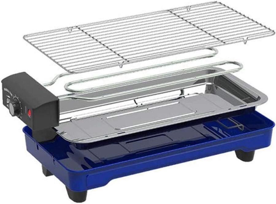 Elektrisch Grill Barbecue Grill Binnen Grillen Rookvrij 43.5 x 22 cm Blauw