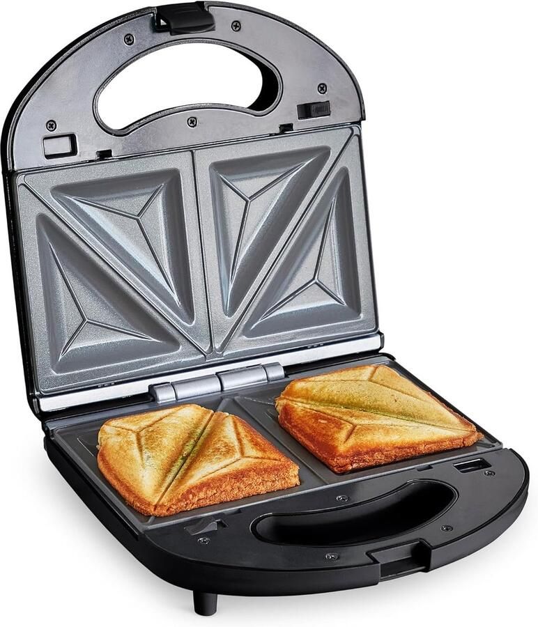 Broodjesmachine Tosti Grill Snacks Maken Gezonde Antiaanbaklaag Compact Zwart