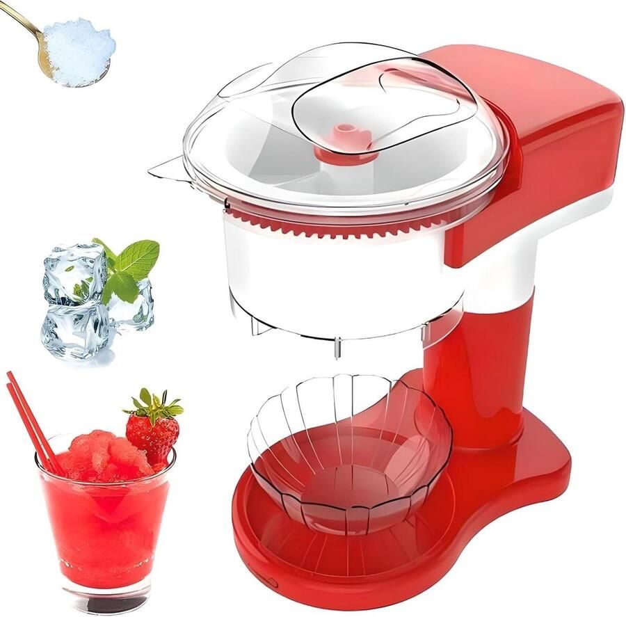 Elektrisch IJsscheerapparaat Slushy Machine IJsmaker Zelfgemaakte Desserts Maken Roestvrijstalen Messen 500 ml Capaciteit Rood