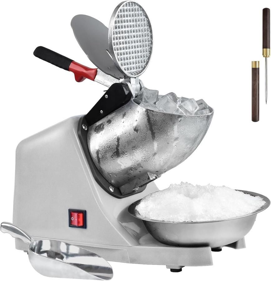 Elektrisch ijsscheerapparaat Sneeuwkegel machine Zelfgemaakte desserts 3x roestvrijstalen messen 33L x 152B x 254H cm