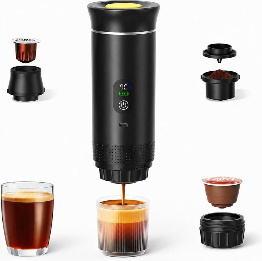 Elektrisch koffiezetapparaat compact reiskoffiezetapparaat digitaal display perfect voor onderweg ShopVlot