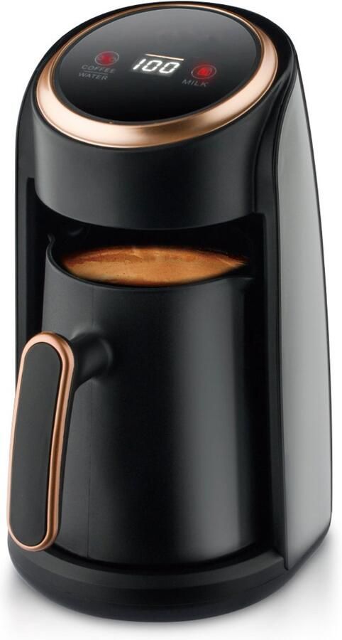 Elektrisch Koffiezetapparaat Draagbaar 300 ml Inhoud 600 W Vermogen Mat Zwart Roségoud Voor Turkse Koffie Zetten