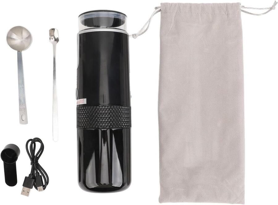 Elektrisch Koffiezetapparaat Draagbaar Espresso Koffie Zetten 2-in-1 Werking 160 ml Zwart