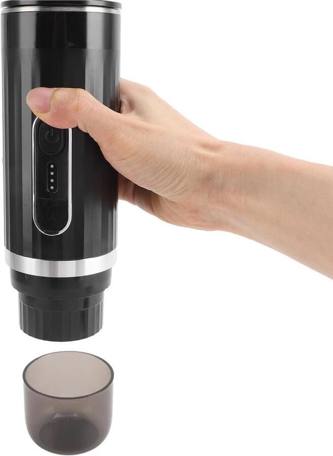 Elektrisch Koffiezetapparaat Draagbaar Espressoapparaat Koffie Maken Onderweg Lekvrij en Warmte-geïsoleerd 80 ml Zwart
