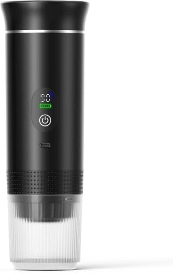 Elektrisch Koffiezetapparaat Draagbare Machine Koffie Zetten Digitaal Display 60 Milliliter Zwart