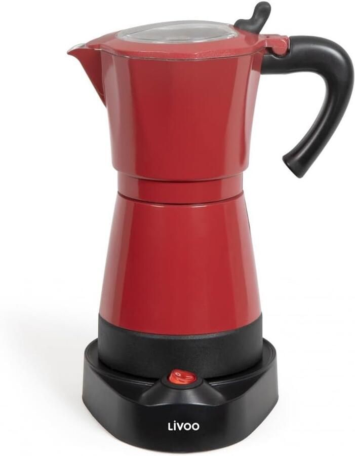 Elektrisch Koffiezetapparaat Italiaanse Moka Koffie Zetten Warmhoudfunctie 6 Kopjes Chili Rood