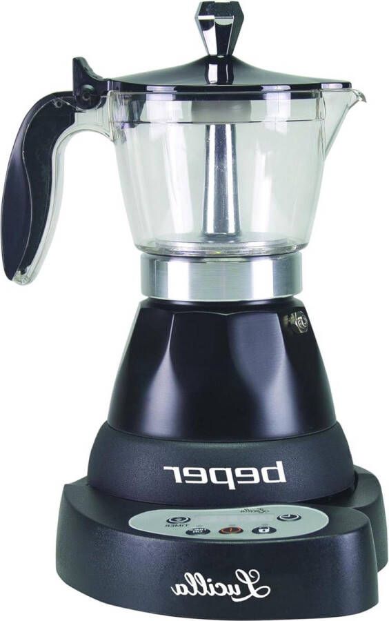 Elektrisch Koffiezetapparaat van Aluminium Programmeerbaar 3 Kopjes Timer 30 Minuten Programmeerbaar tot 24 Uur Zwart