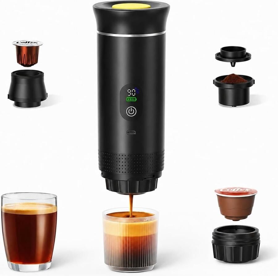 Elektrisch Koffiezetapparaat Zwart Digitaal Display Compact Ontwerp Voor Reizigers