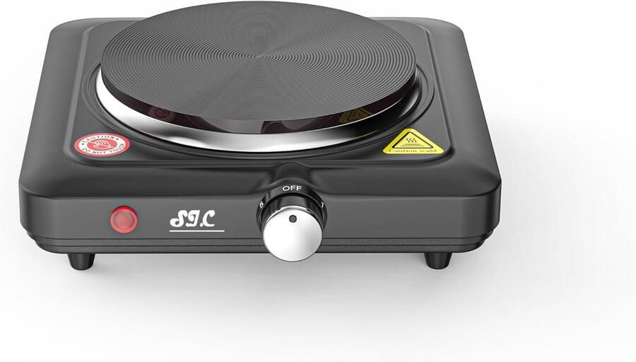 Elektrisch Kookplaat Draagbare Kookplaat Kamperen Reizen Gietijzeren Plaat 40x33x10cm Zwart