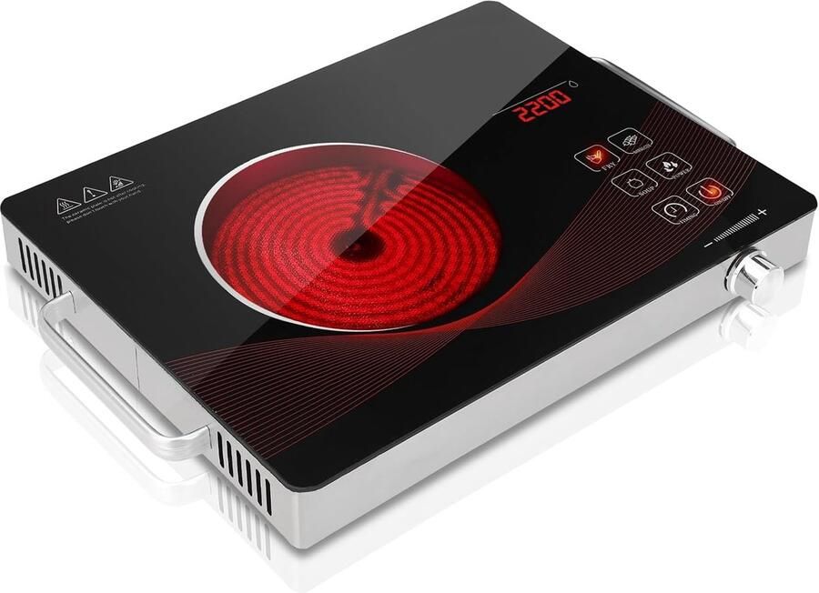 Elektrisch Kookplaat Draagbare Kookplaat Snel Koken Smart Timer Functie 28x36x6.5 cm Zwart
