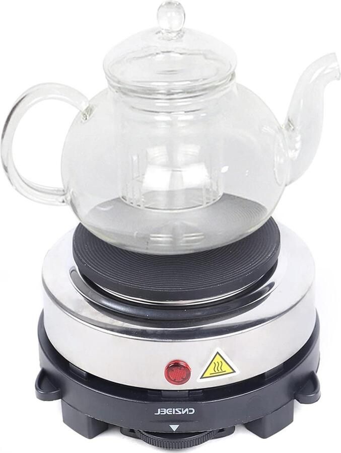Elektrisch Kookplaatje Draagbare Stove Hob Koken en Verwarmen 6 Temperatuurstanden 10 cm Plaat Zilver Zwart
