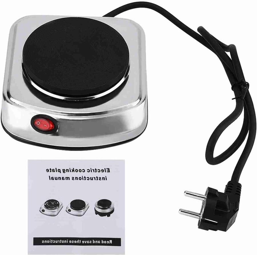 Elektrisch kookplaatje Mini fornuis Koffie en thee Snel opwarmend 15.5 cm breed Grijs