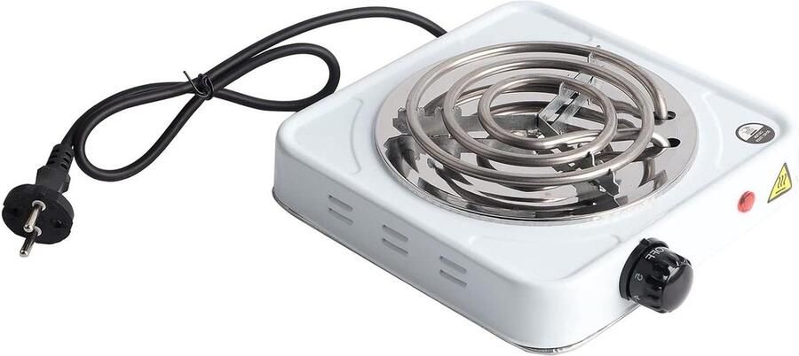 Elektrisch Kookplaatje Mini Fornuis Snel Koken Roestvrij Staal 1000 Watt Zilver