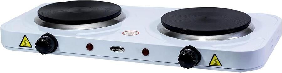 Elektrisch Kooktoestel Dubbele Kookplaat Thuis Koken Regelbare Thermostaat 48 x 23.5 cm Zilver