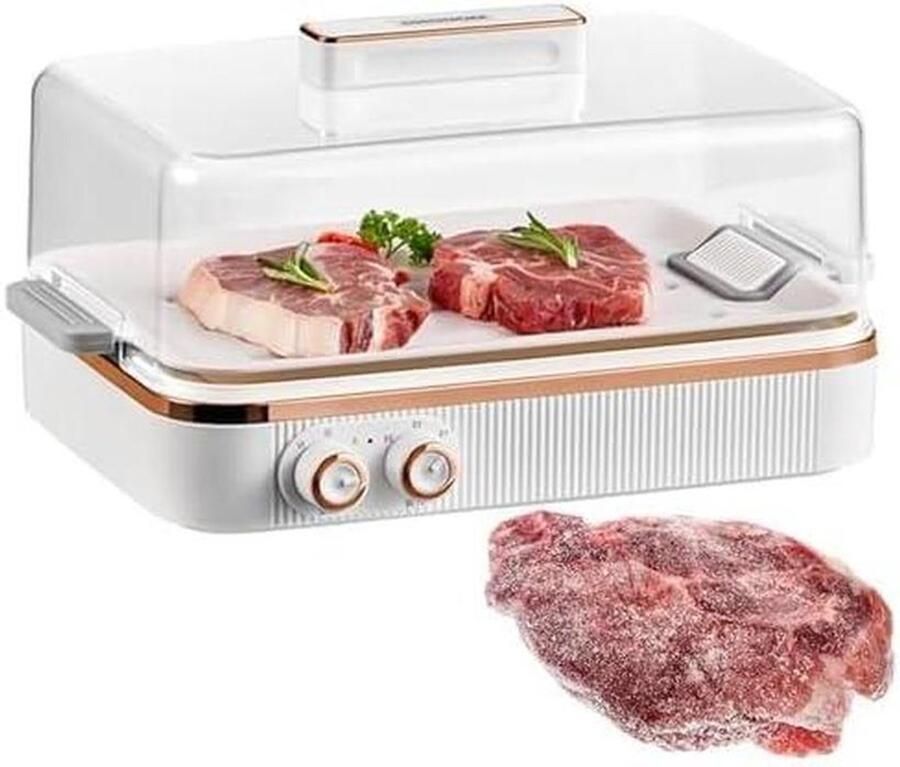 Elektrisch Ontdooiplateau Snel Ontdooi Apparaat Voedsel Bereiden 360 Graden Luchtcirculatie 5 Liter Inhoud Zilver