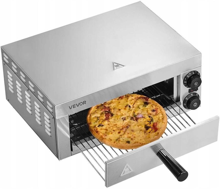 Elektrisch Pizzaoven 49cm 1500W Dubbele Regeling voor Thuis & Horeca